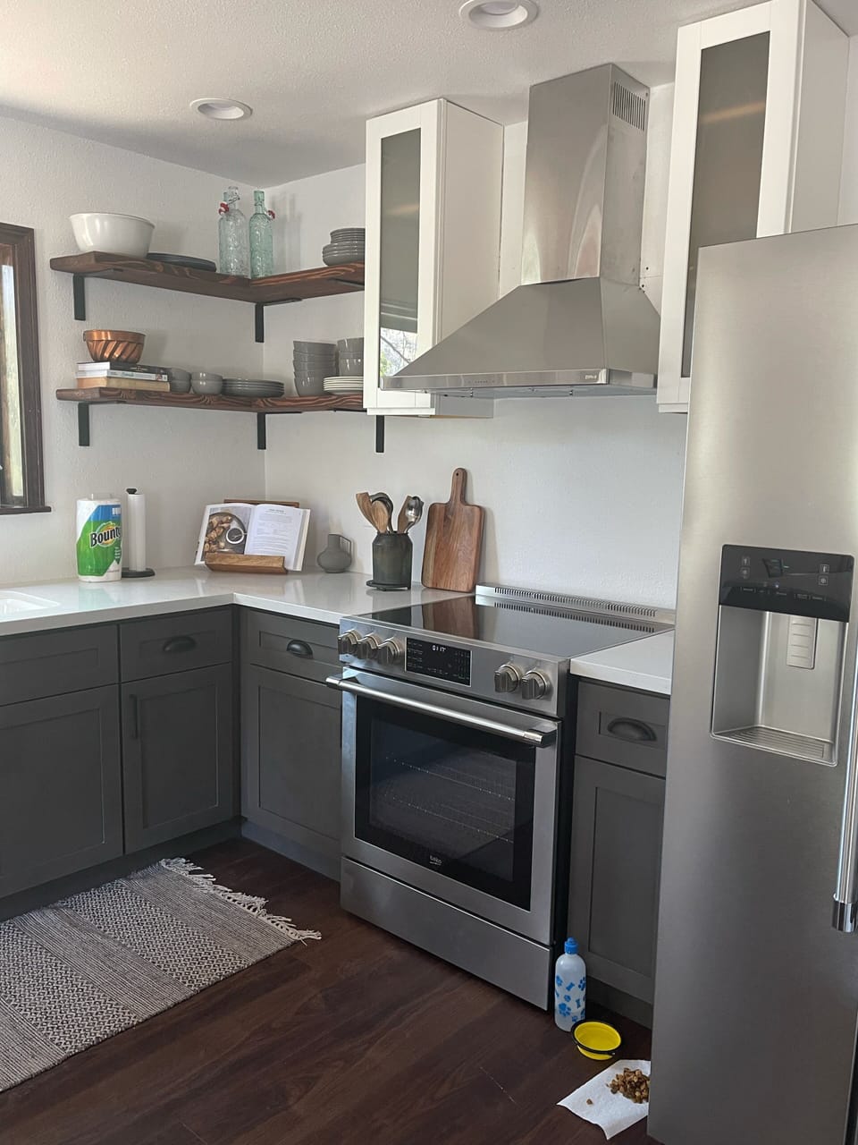 Kitchen, BBQ grill in garage. 