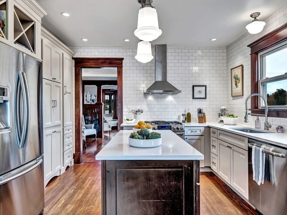 Looking into kitchen from back door entrance
