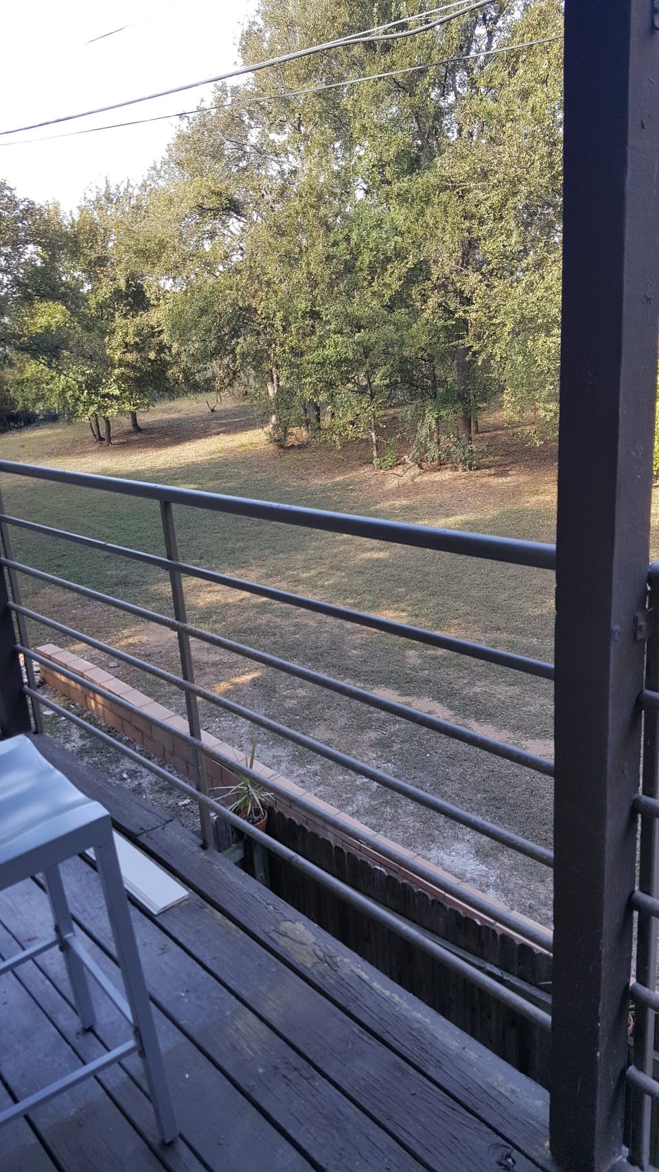 2nd floor balcony overlooking greenbelt view