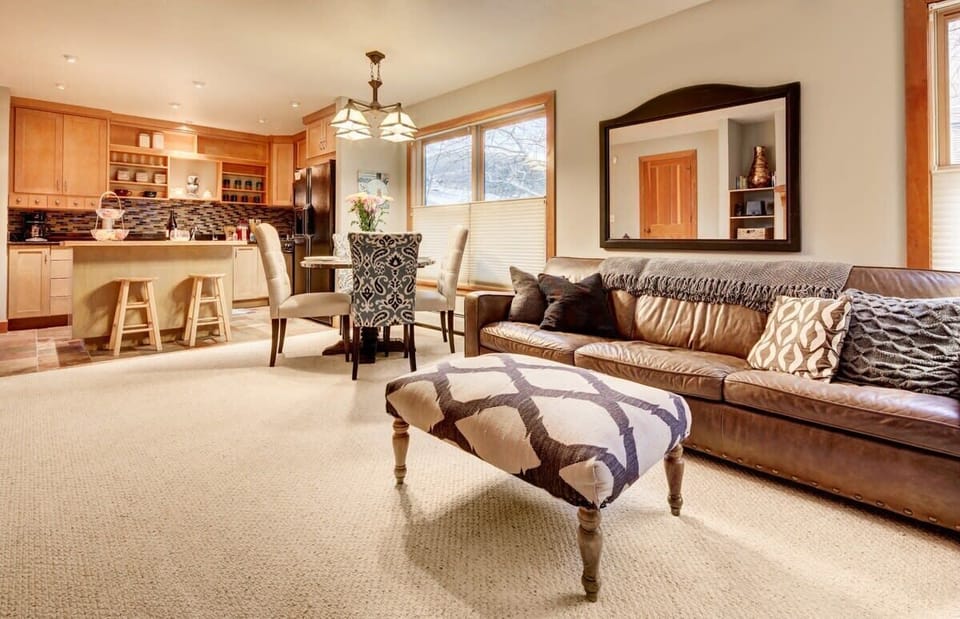 Open kitchen, dining and living room (with pullout queen sofa) - perfect for a family or friends