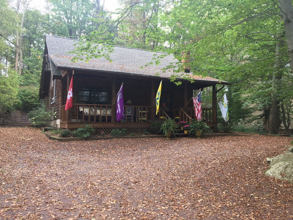 Charming, cozy Log Cabin, front porch, back deck, 3 BR, 2 baths, 2 fireplaces!