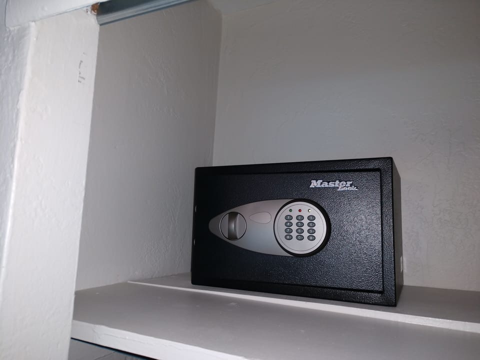 Digital safe for valuables in Master Bedroom closet. 