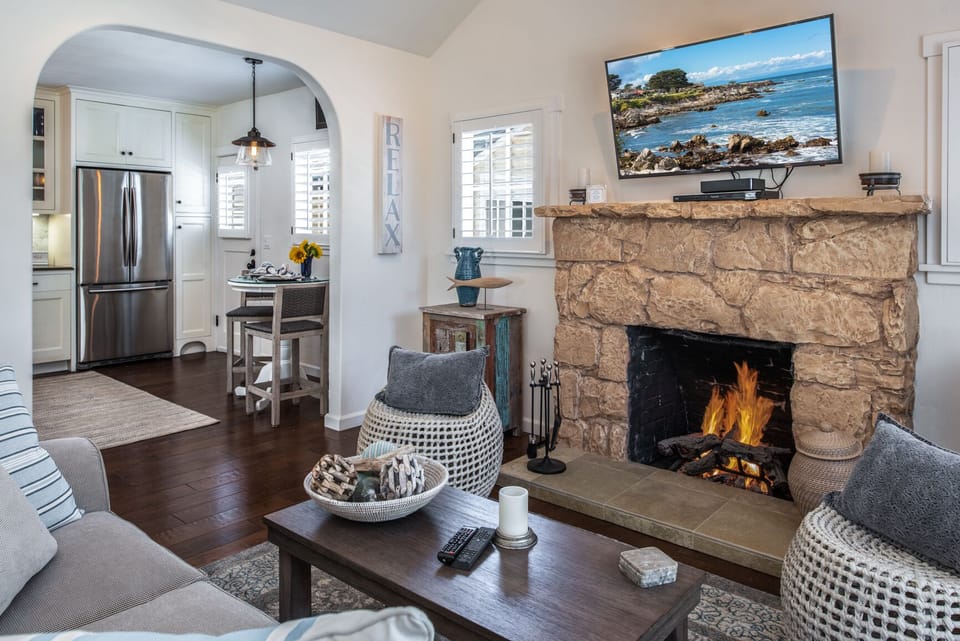Living Room with Fireplace and HDTV