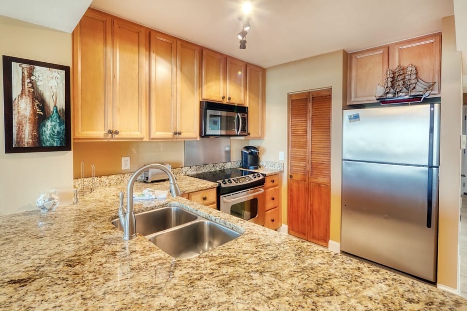 Kitchen - Don’t feel like dining out? The kitchen is fully equipped to enjoy all your favorite meals from home.