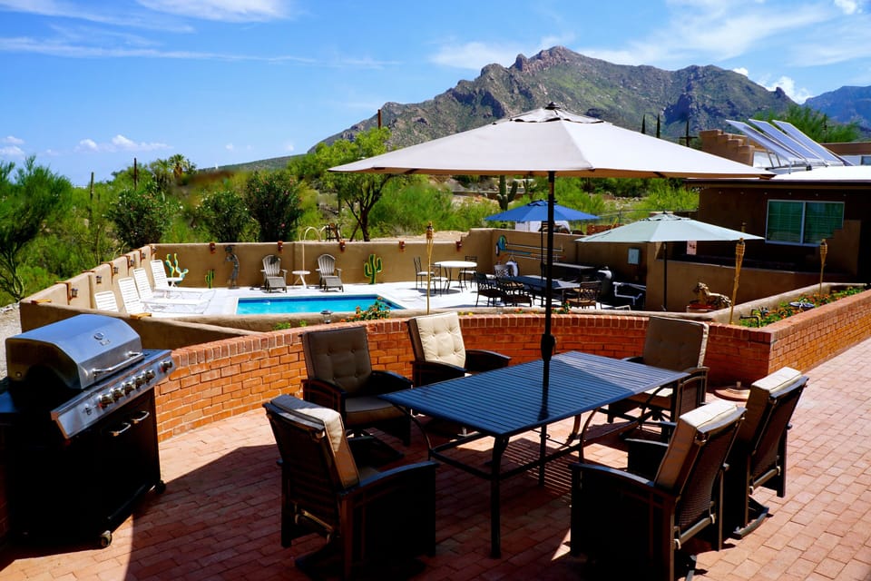 Private exclusive pool and Jacuzzi in a well appointed patio area
