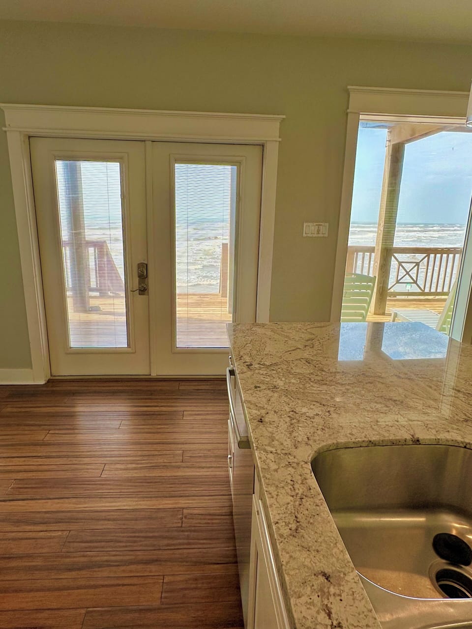 Kitchen view overlooking the beach.