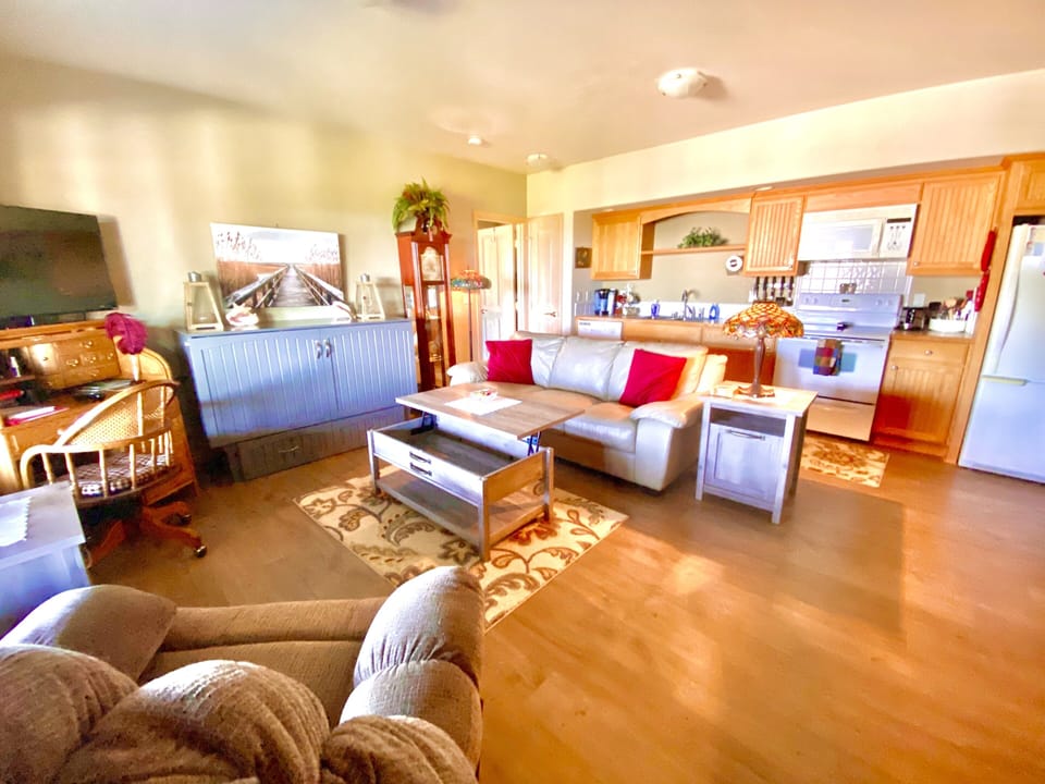 Living room with raised coffee table