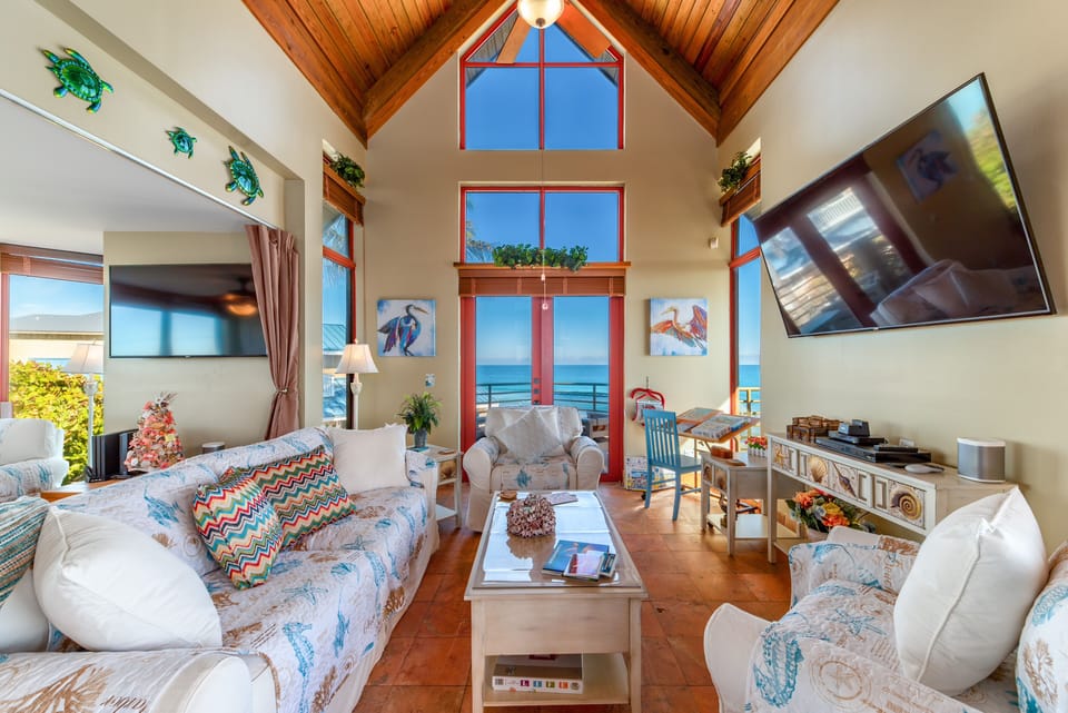 Living room overlooking the Atlantic ocean
