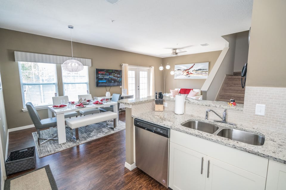 Downstair Kitchen, Living & Dining Area