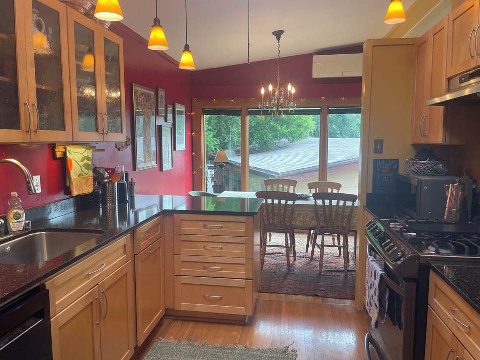 looking towards dining area from kitchen