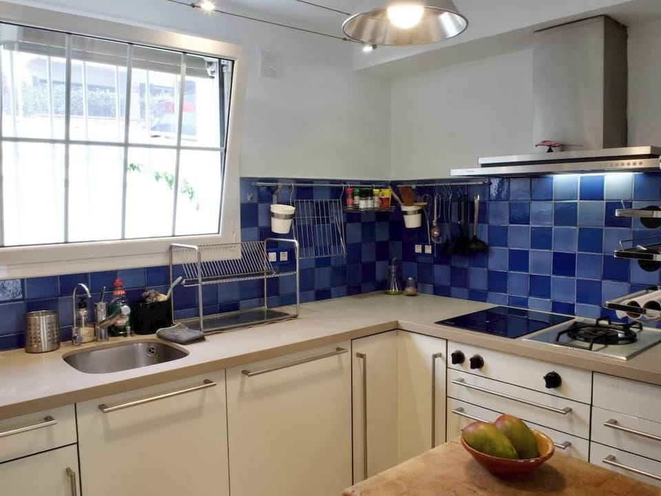 Top notch design kitchen for light and elaborated meals equipped with induction hob and wok gas fire, oven, microwave, dishwasher, fridge and lot of cooking utensils