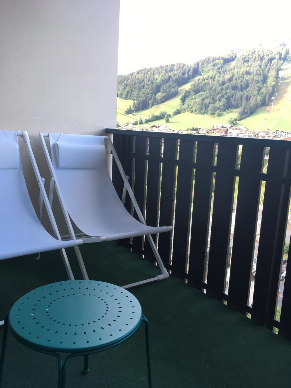 Front balcony - view of Morzine and Pleney.