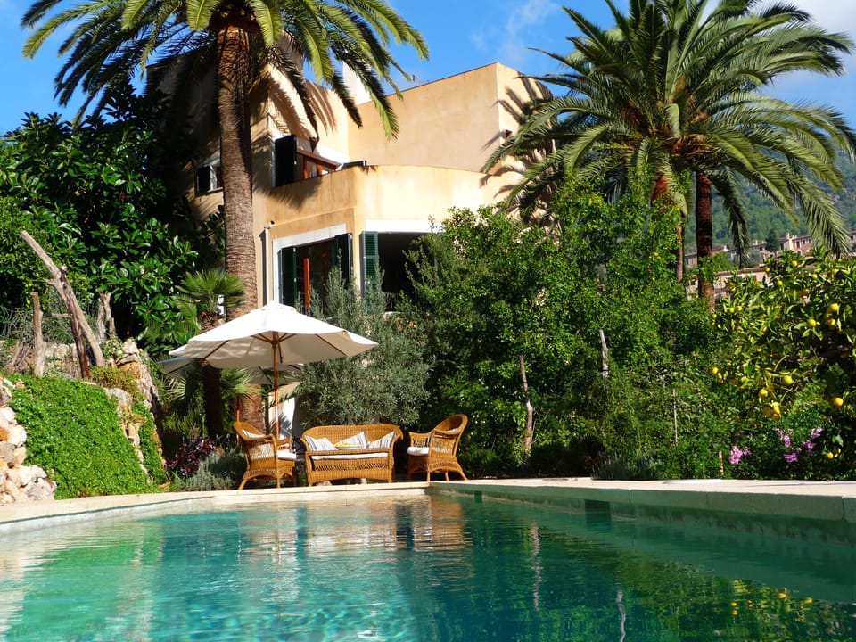 Poolside view of the house
