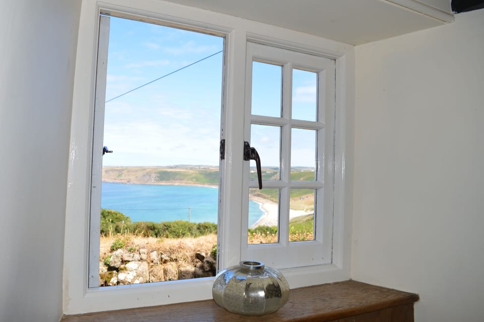 Looking from the dining area down to Sennen Cove