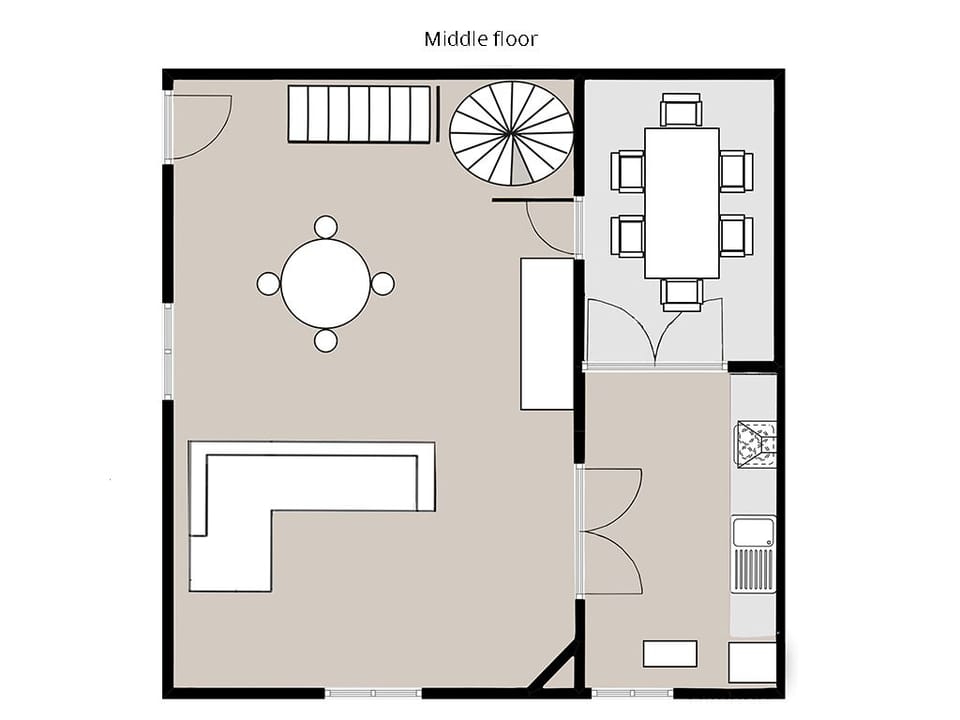 Plan of middle room with front door to street