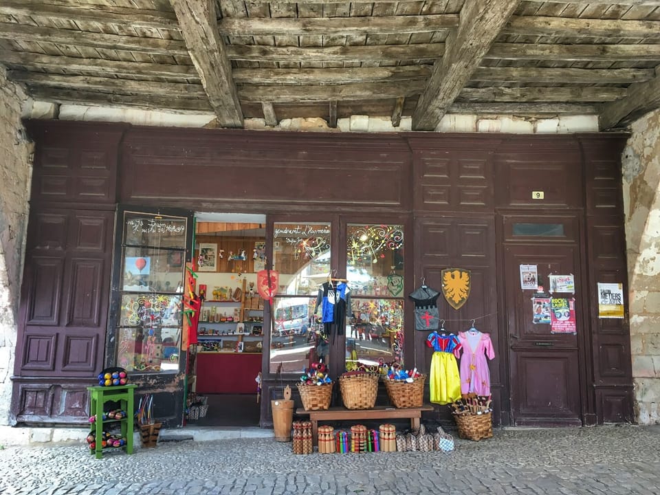 Quaint bastide town shopping