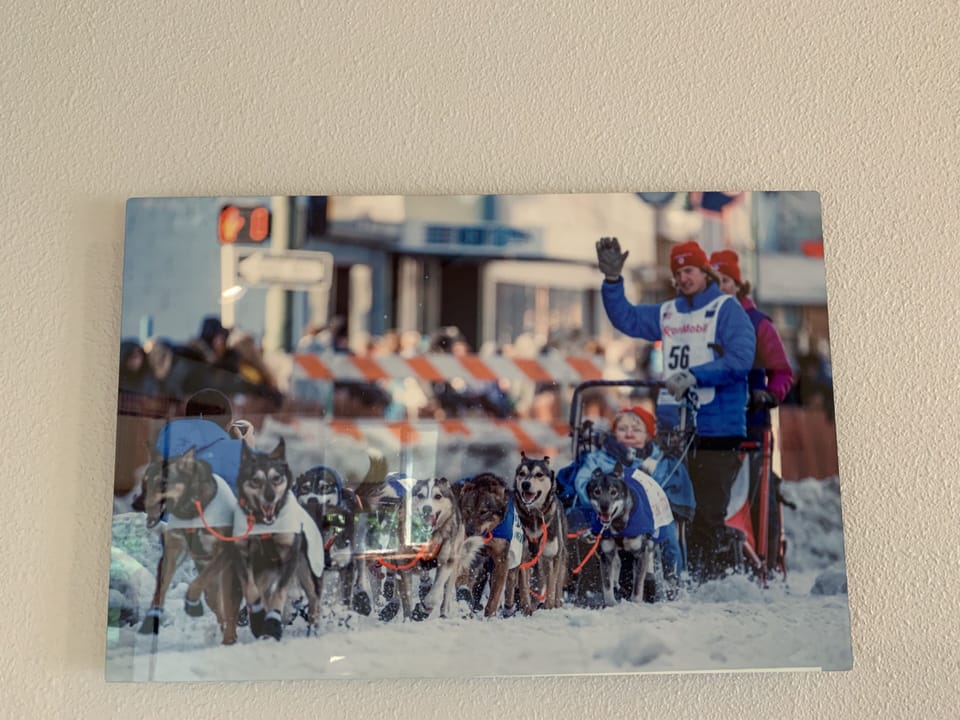 Local Iditarod champion on some local art. 