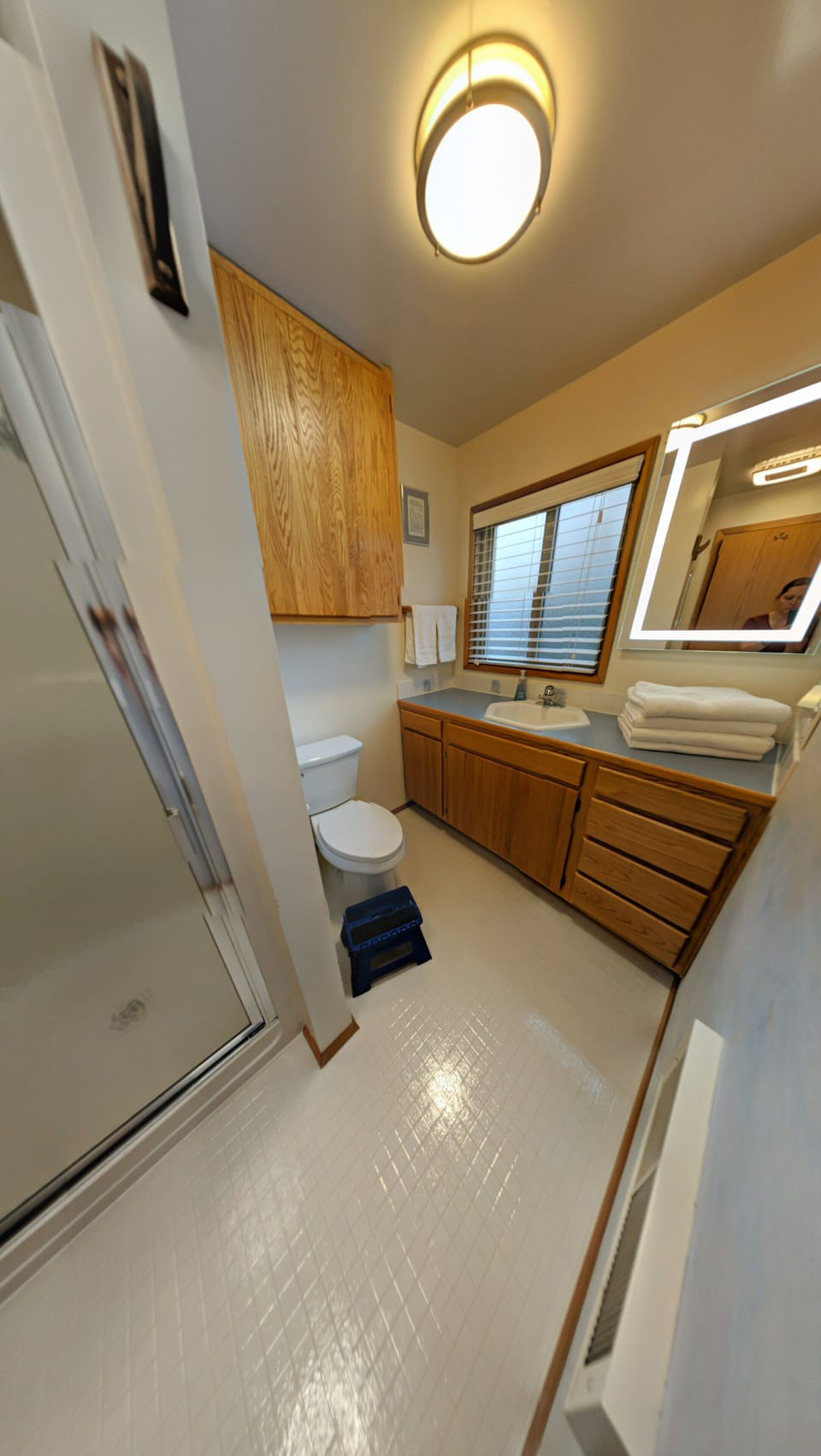 Upstairs bathroom with shower