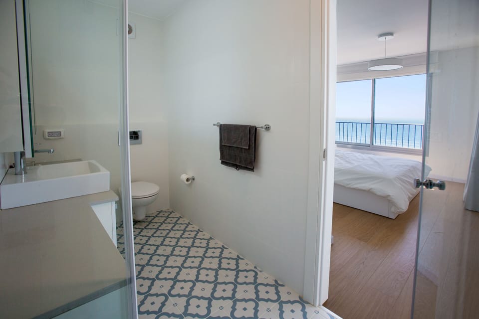 View of the sea from the master shower