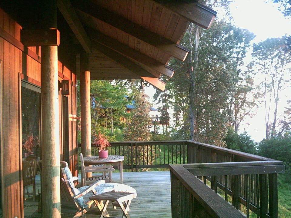 view of our house  from the deck of the guesthouse 
