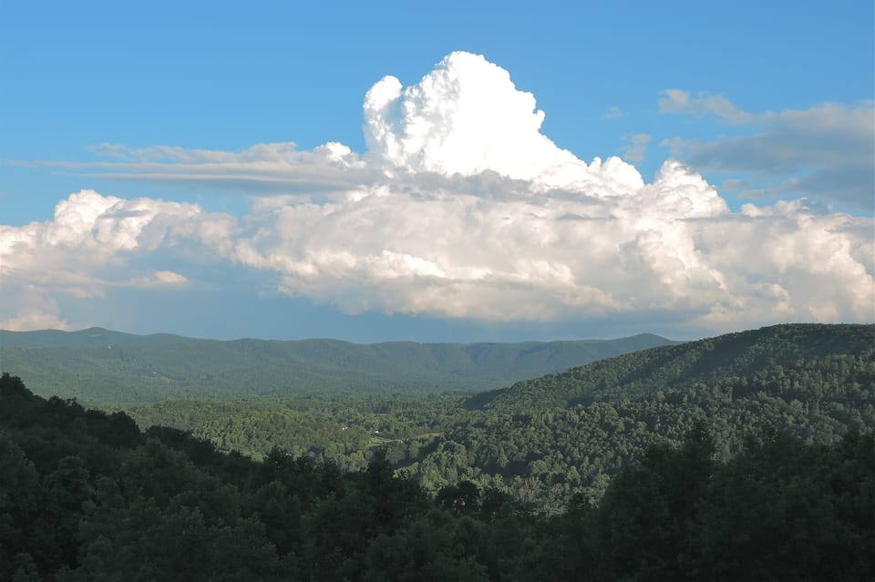 Towering clouds over the Blue Ridge to the East