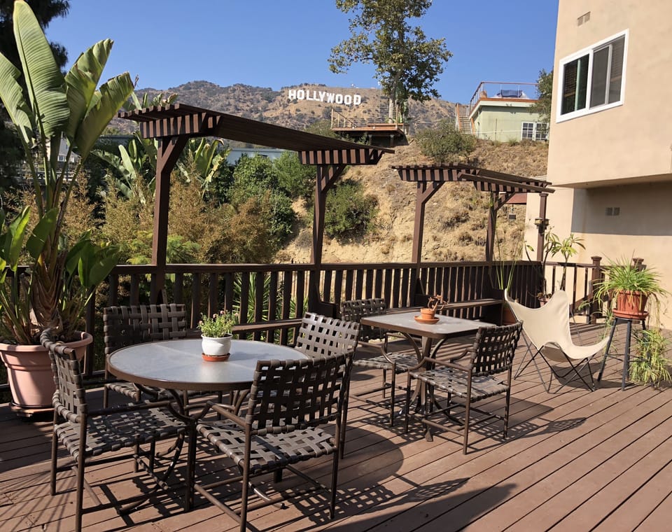 Spacious deck with Hollywood Sign Views