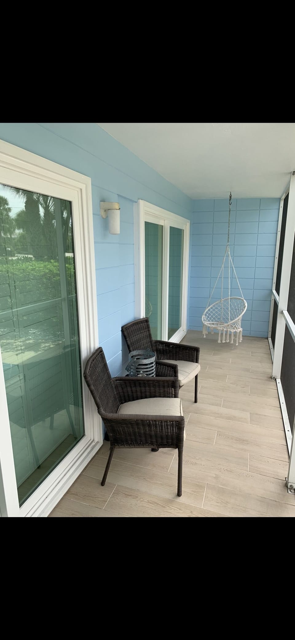 Screened in patio area