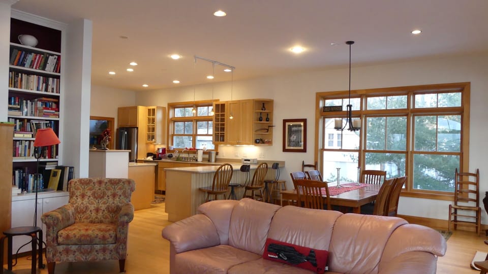 Living room looking towards the dining area and kitchen