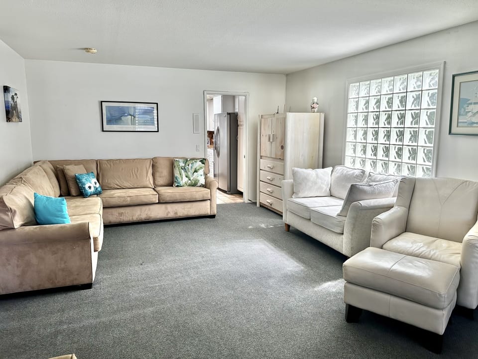 Front room with 2 queen sleepers and fireplace