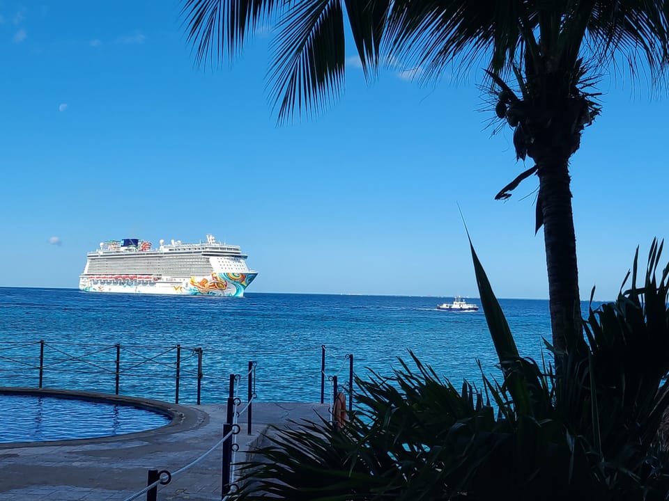 Watch the cruise ships arrive in the morning and leave in the evening.