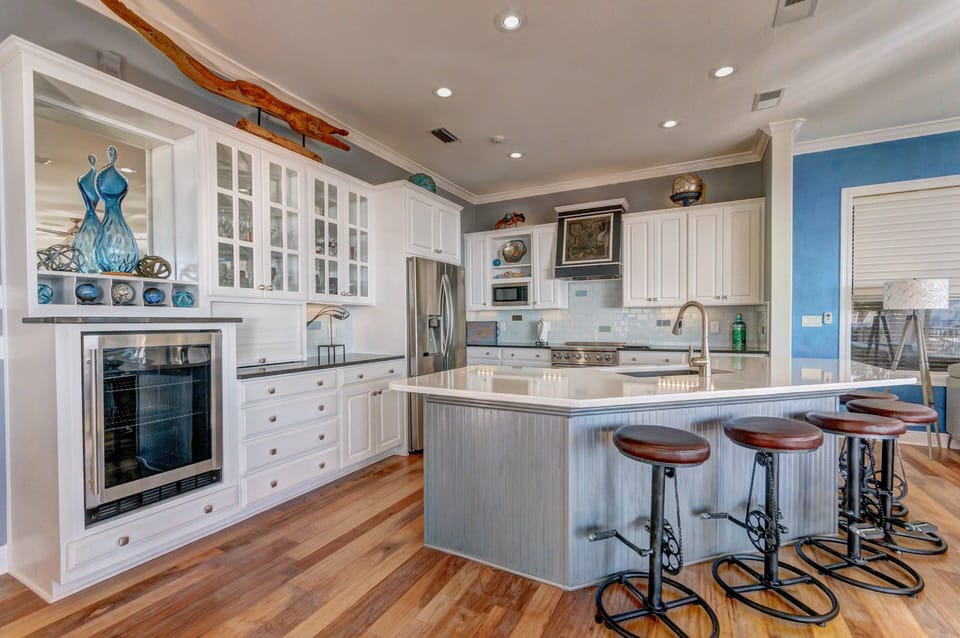 Second Floor Kitchen Area with Access to Deck and Gulf Views