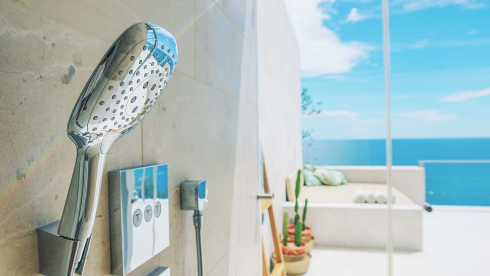 Spa like shower with full ocean view