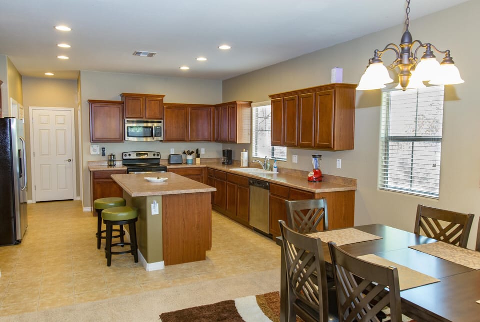 Open floor plan with high ceilings, updated finishes, and super clean layout.