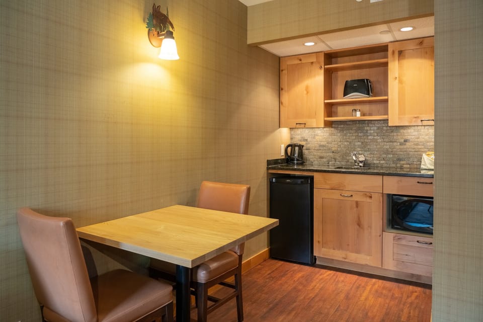 Enjoy a tasty meal at the dining table.