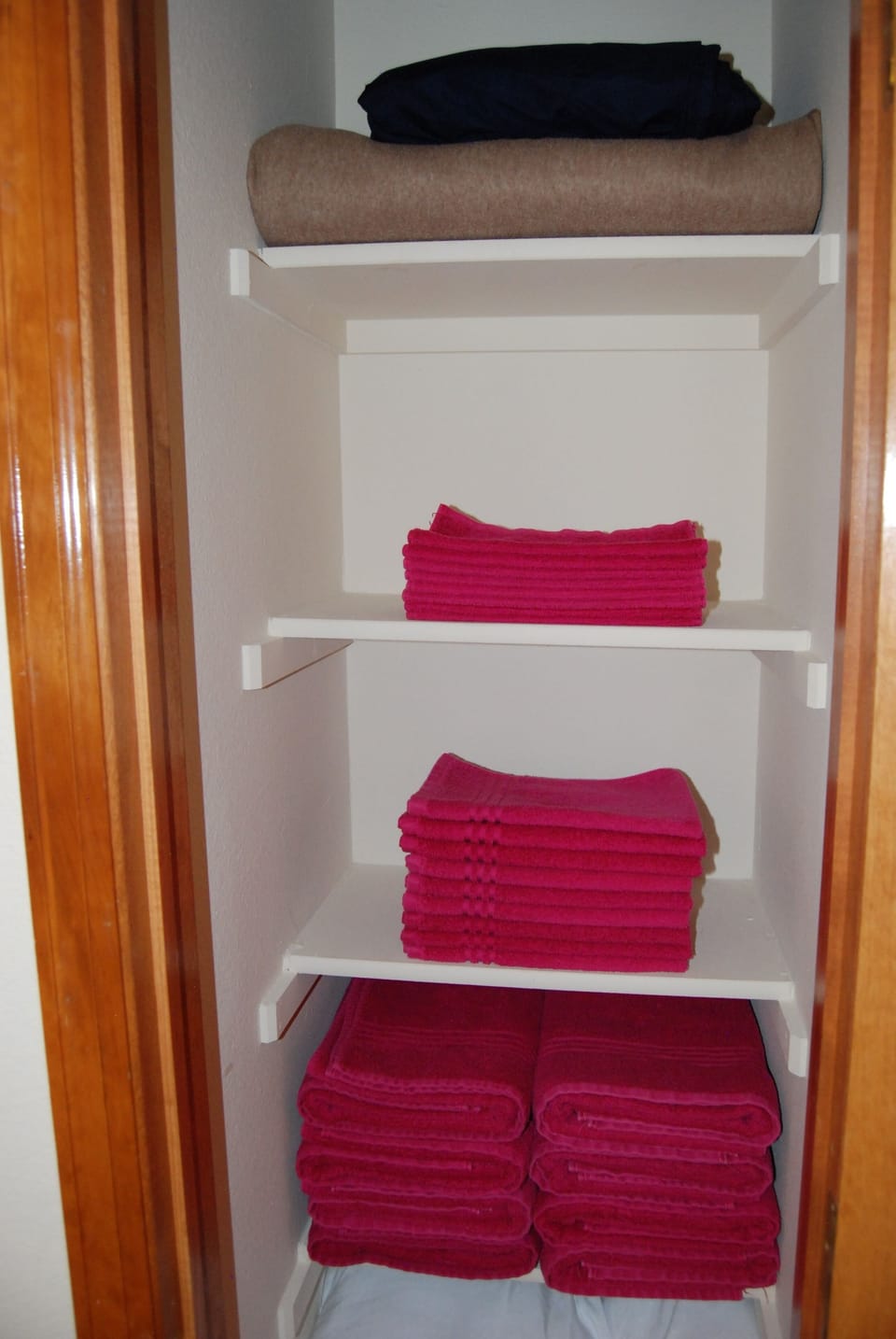 Neatly folded towels prepared for each guest