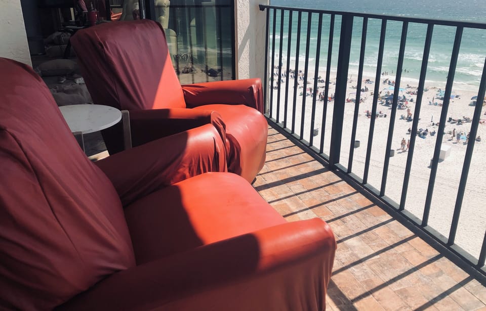 Watching the beach from the balcony 