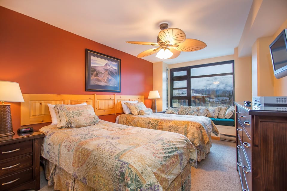 The master and second bedroom both have king beds, which can be split into 2 singles. There is a cool reading nook too!