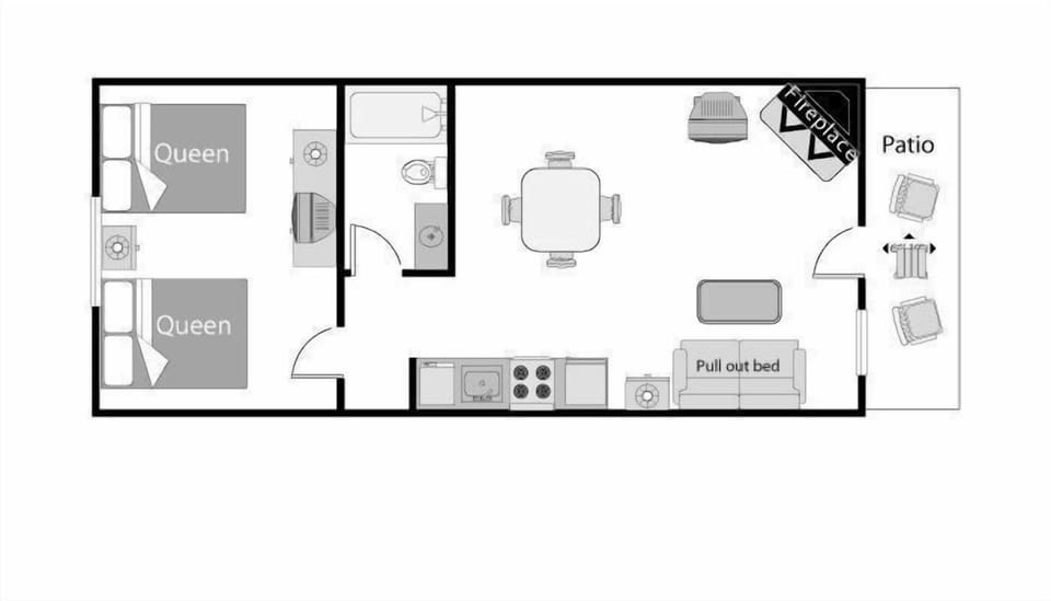 This is the floor-plan of the 1 bedroom apartment.
