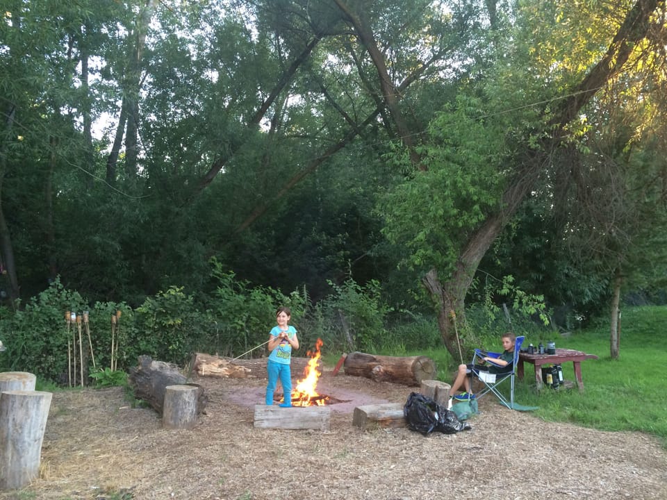 This rental has its own camp fire pit right outside the front door!