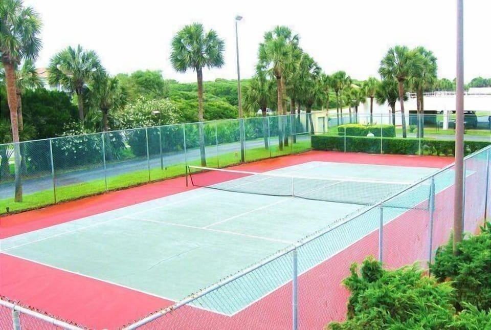 Enjoy a tennis match on our lighted court.  Pickle ball courts as well.