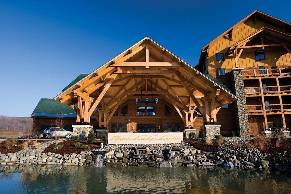 Welcome to the log-cabin inspired  Hope Lake Lodge!