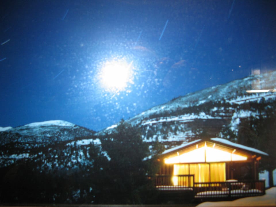 Brown Cabin at night