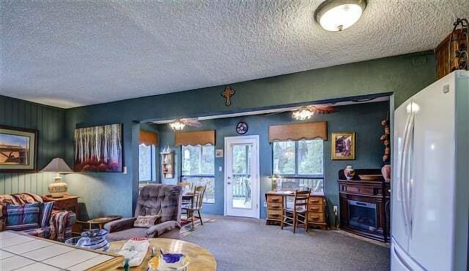 Looking out of the kitchen toward the dining area