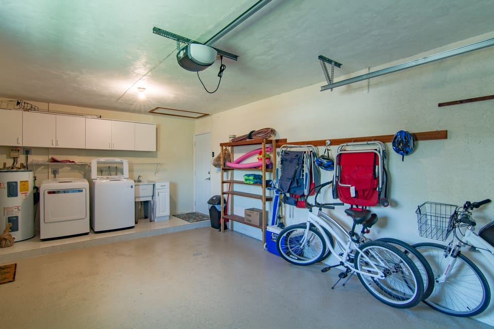 four adult bikes, beach gear, chairs, cooler, golf clubs, 
umbrella etc.
