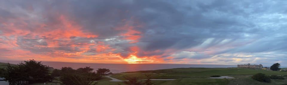 Beautiful sunset, view from the house 
