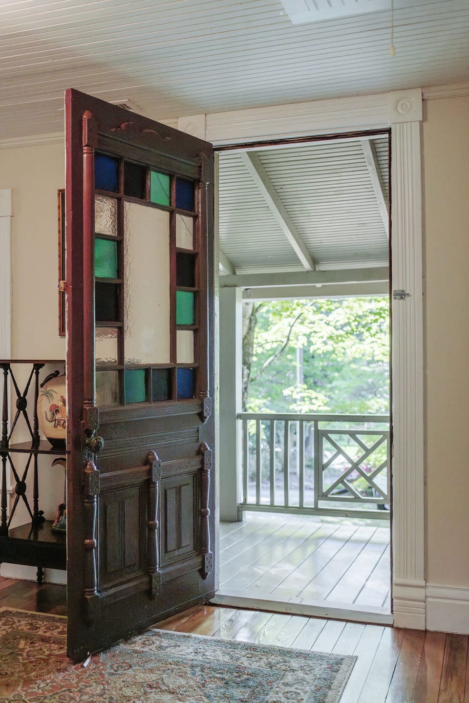 Antique door to the upper porch
