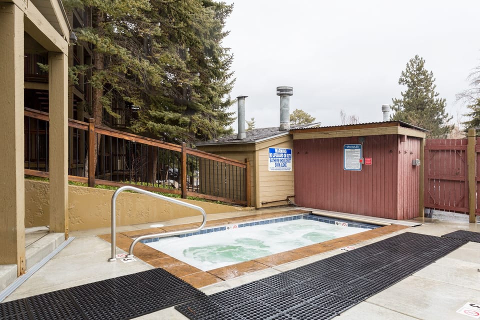 Relax in the hot tub after a fun day on the ski slopes.
