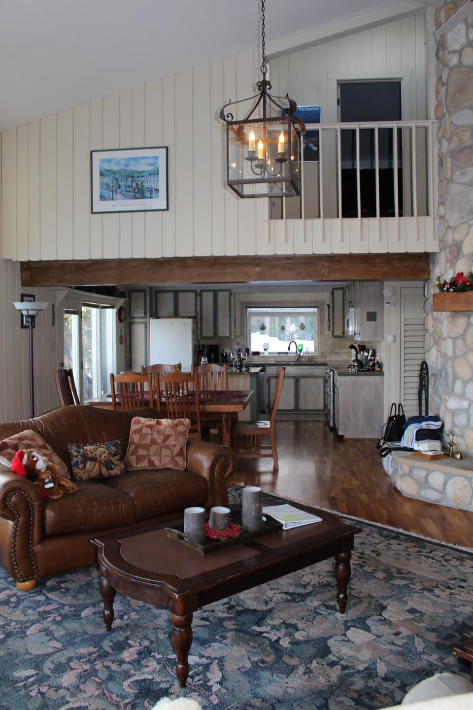 Family room, kitchen, and upstairs bedroom.