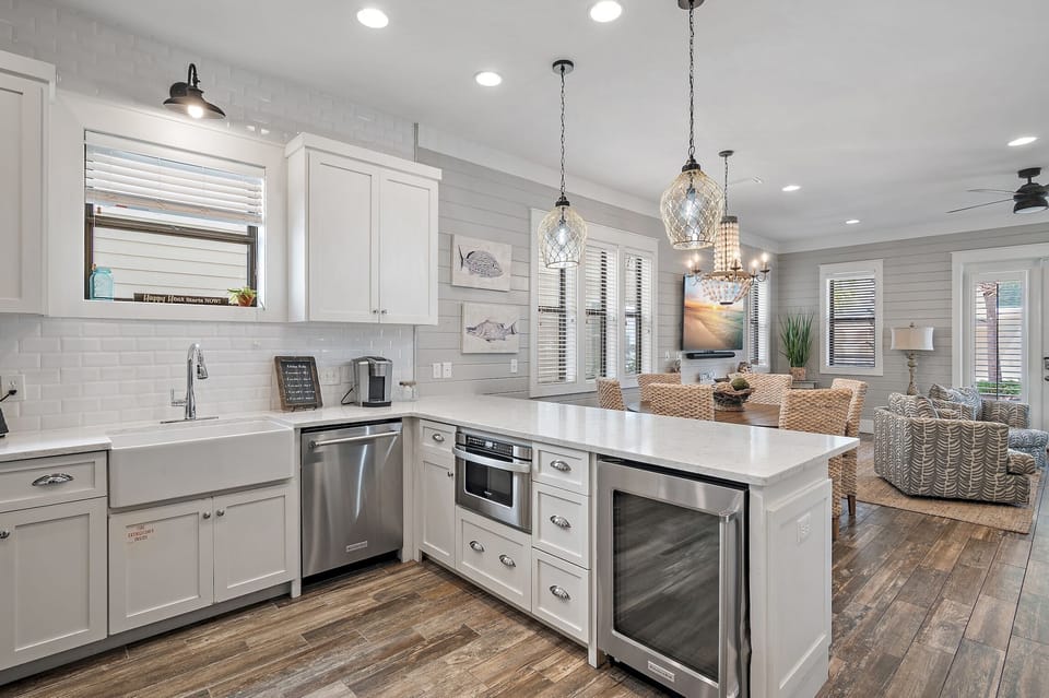 Sip N' Sea - Seacrest - First Floor - Kitchen and Open Living/Dining Area