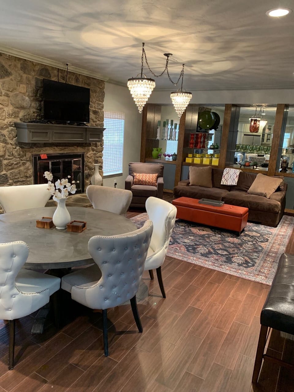 Downstairs living/dining just off the kitchen